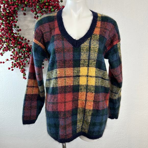 Paul Harris Design Sweaters - Plaid V-Neck Sweater